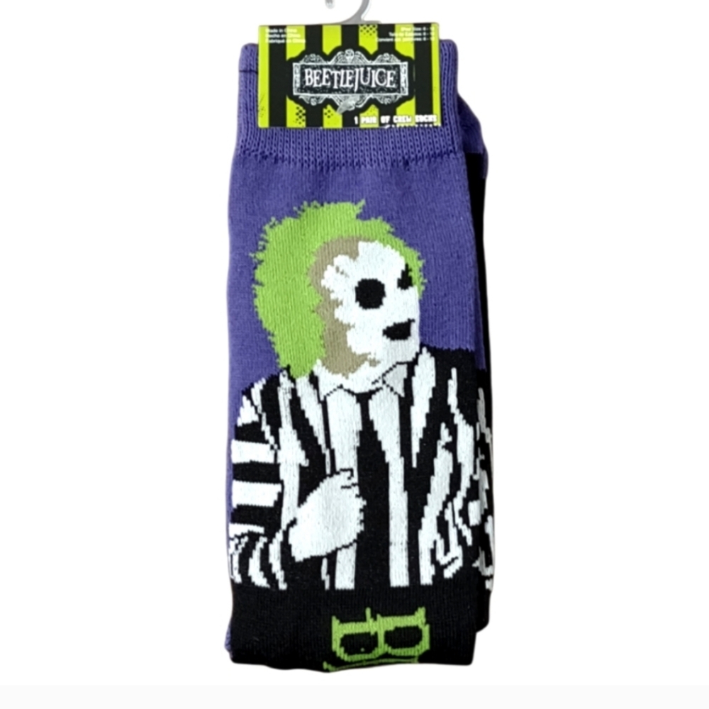 Beetlejuice Graphic Socks Purple and Green Novelty Casual Socks Bundle And Save